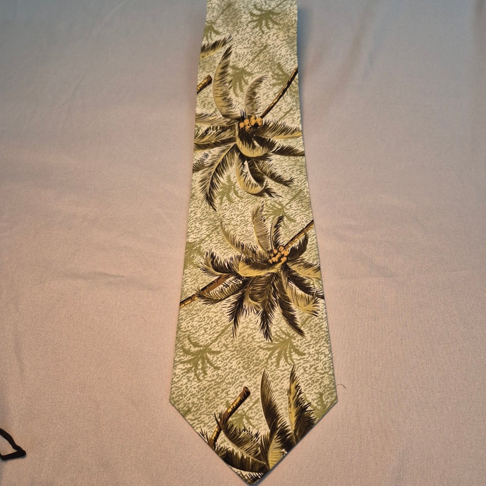Pacific Legend Mens Vintage Palm Tree Tropical Cotton Necktie Sage Green USA